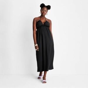 NWOT Future Collective Elegant Black Halter Maxi Dress
